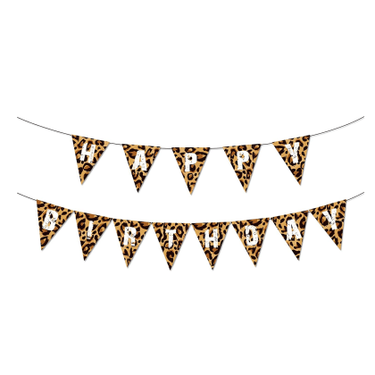 Happy Birthday Banner Leopard Print