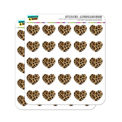 Leopard Print Heart Stickers Set