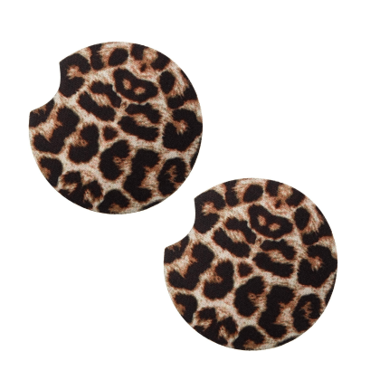 Leopard Print Car Coasters Set