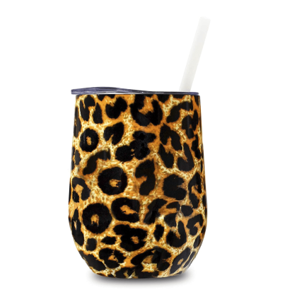 Wine Tumbler Leopard Pattern