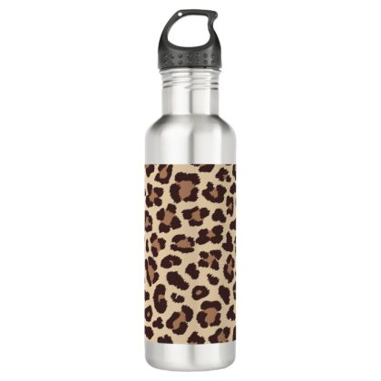 leopard print pattern stainless steel water bottle