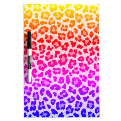 rainbow leopard pattern print dry erase board