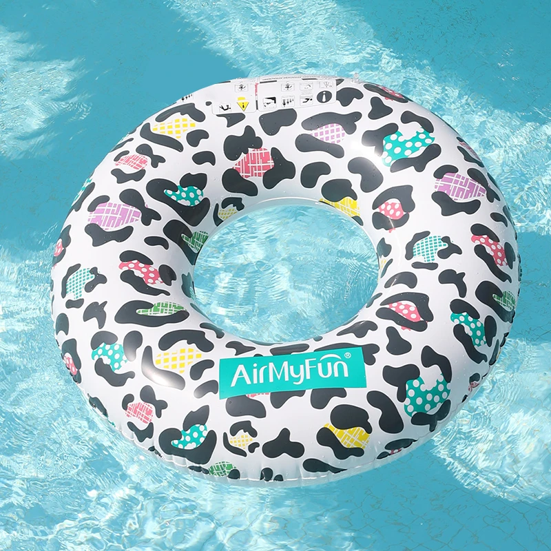 inflatable circle float rainbow leopard
