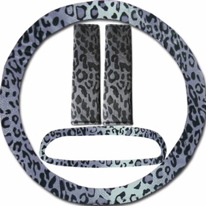 gray leopard spots car set