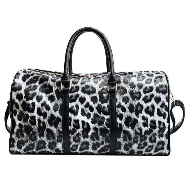 white leopard gym duffle bag