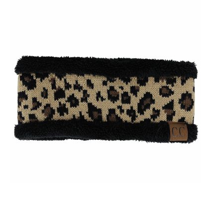 leopard print ear warmer black color
