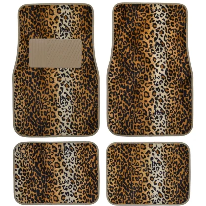 brown colored leopard car mats