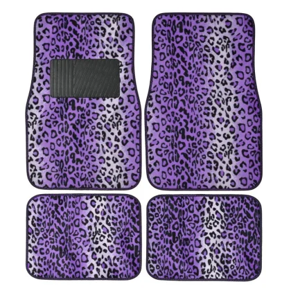 purple colored leopard car mats