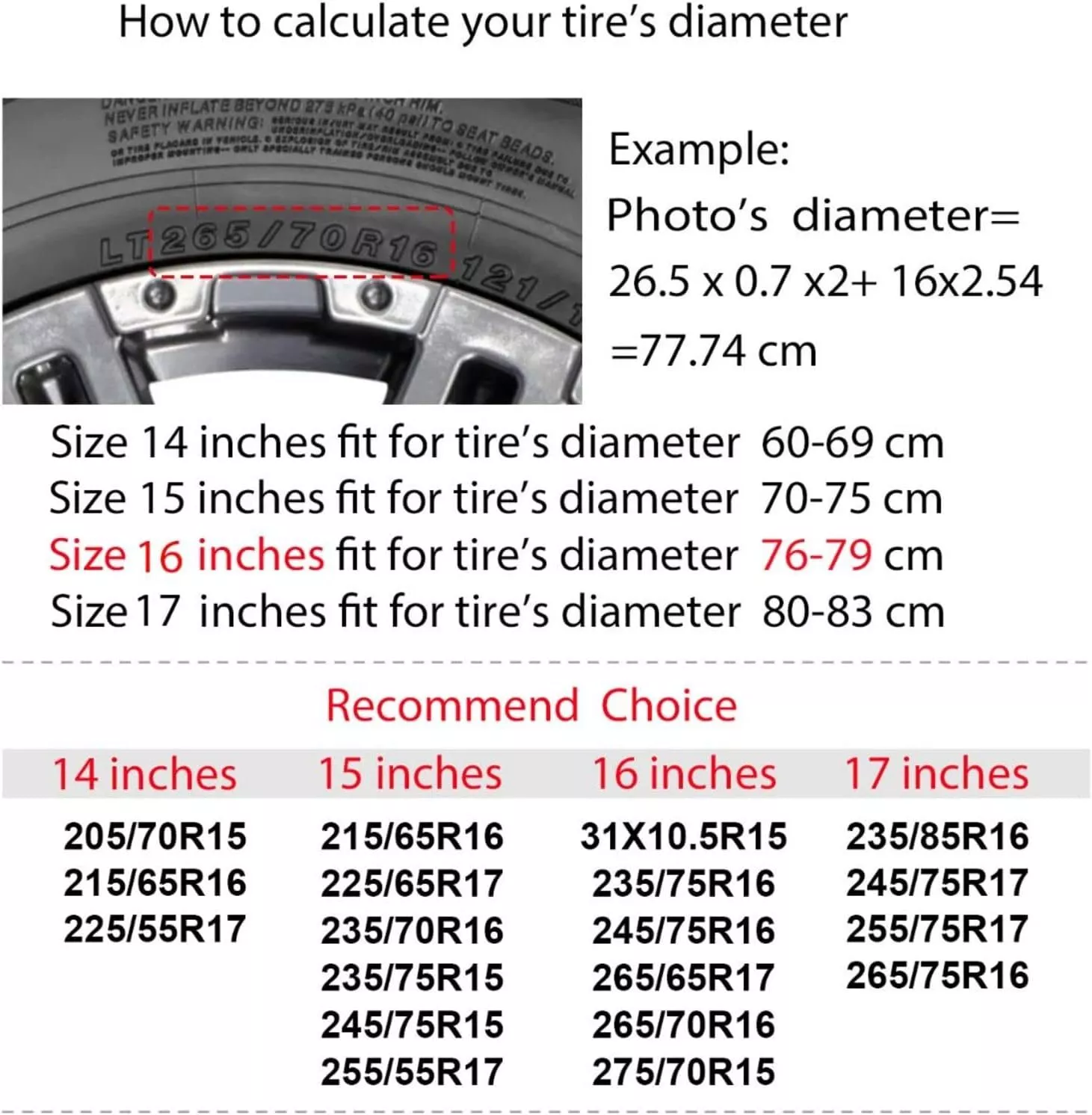 leopard print spare tire protector diameter guide