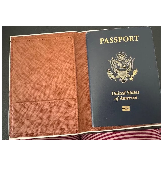 interior of leopard print passport cover