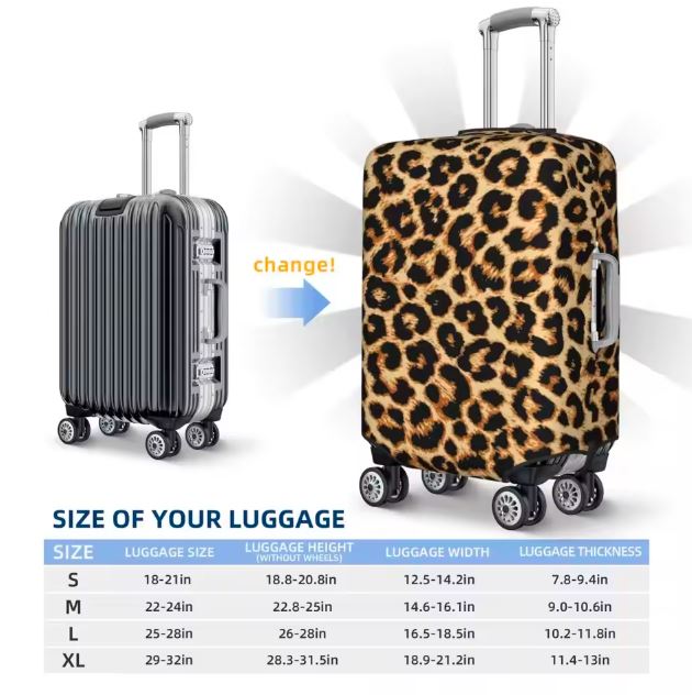fashionable leopard luggage cover on suitcase
