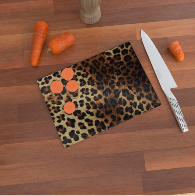 leopard glass cutting board kitchen decor