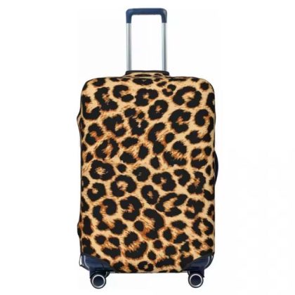 leopard print carry on luggage cover front view