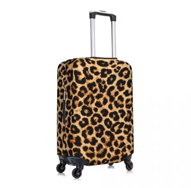 leopard print luggage cover side view