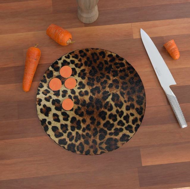 tempered glass cutting board leopard style