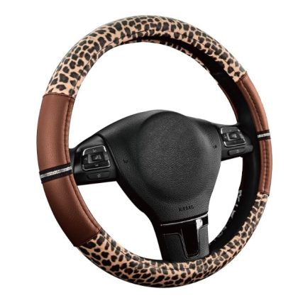 leopard print steering wheel cover brown grip