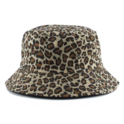 khaki leopard print bucket hat
