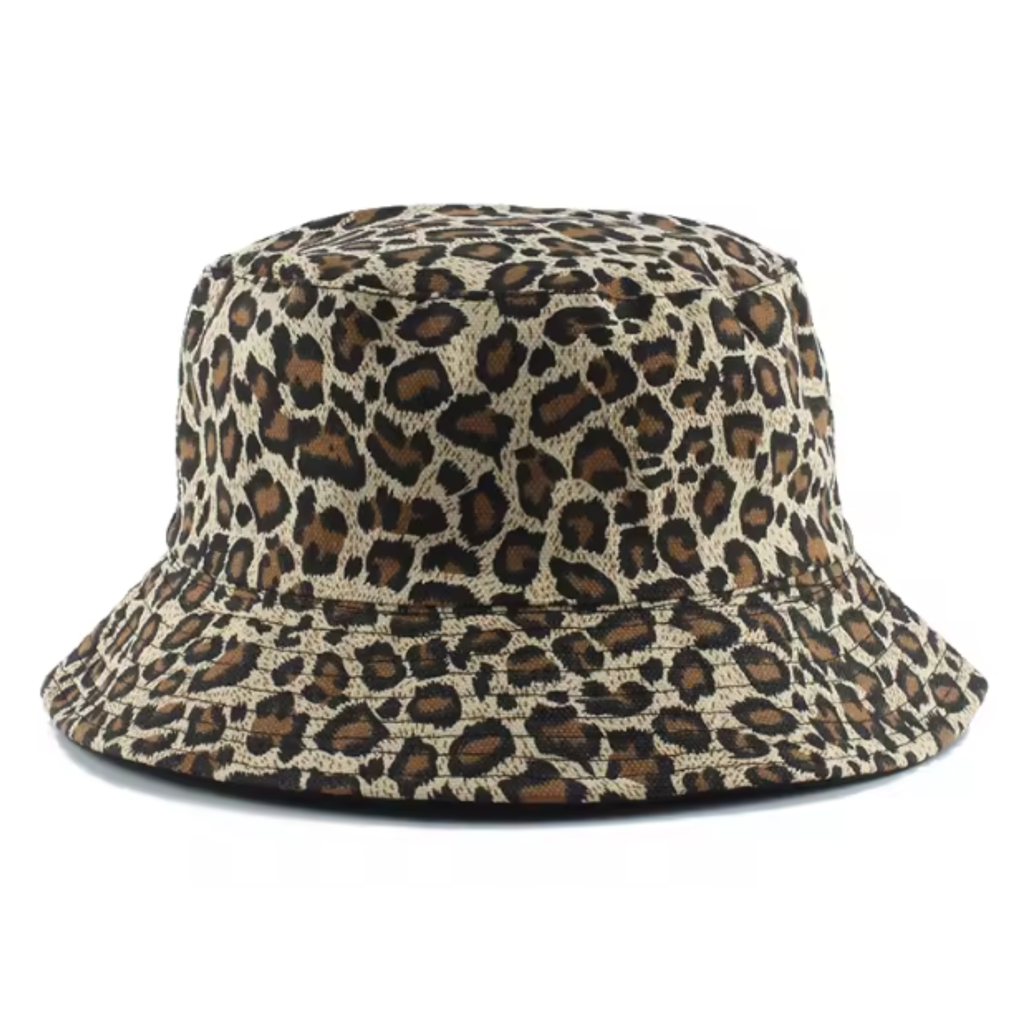 khaki leopard print bucket hat