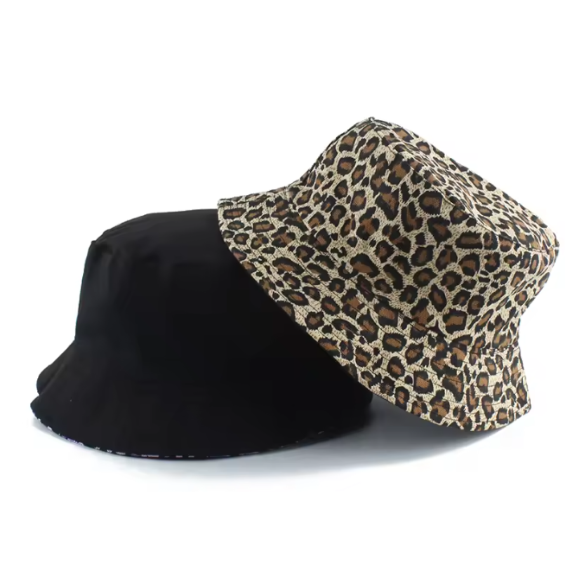 khaki leopard print bucket hat