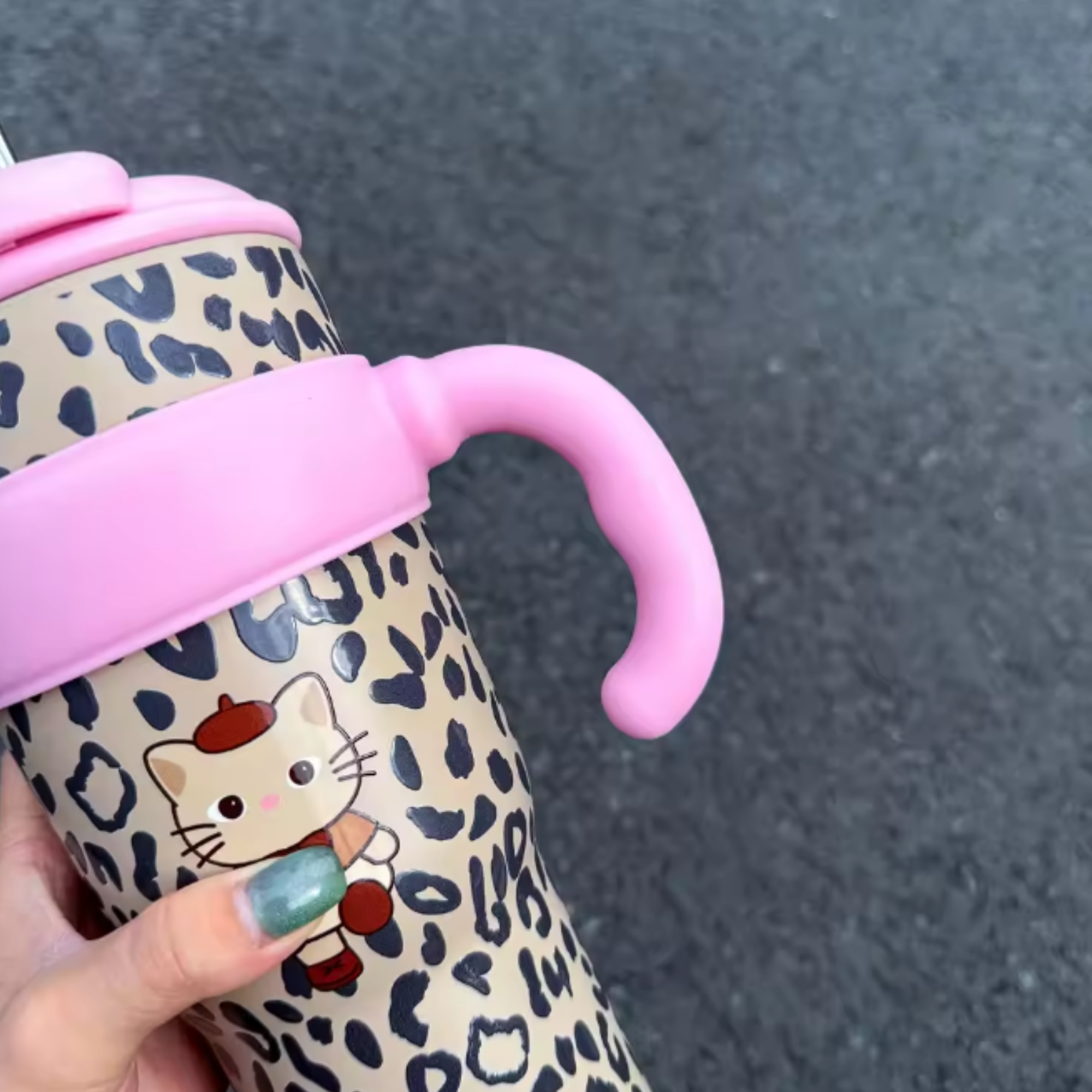 leopard print cat insulated tumbler 1100ml