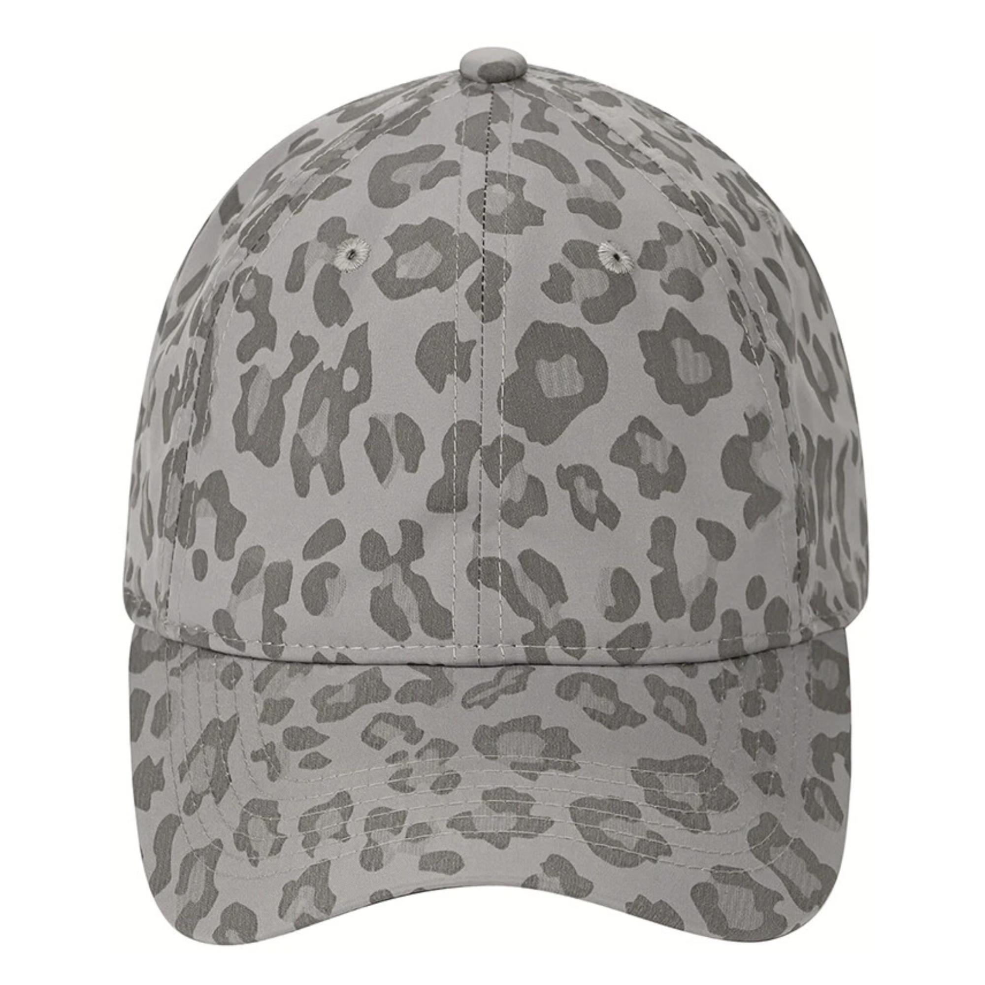 gray leopard print adjustable back baseball cap