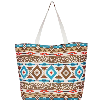 leopard print aztec tribal tote bag