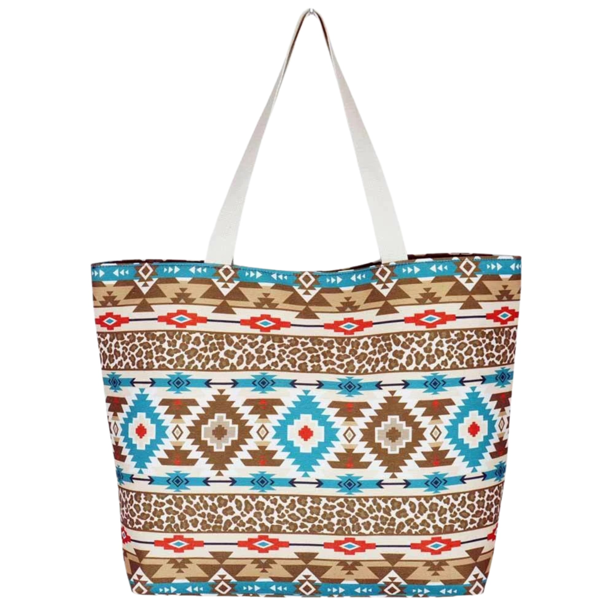 leopard print aztec tribal tote bag