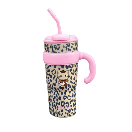 leopard print cat insulated tumbler 1100ml