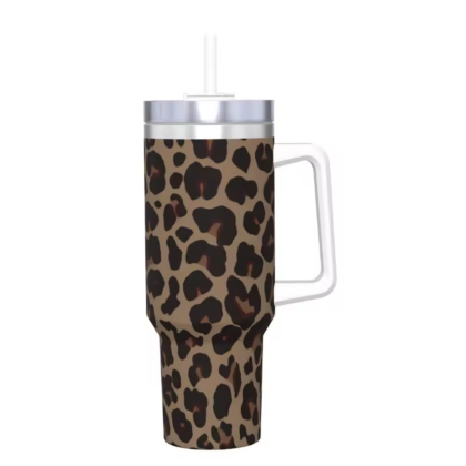leopard print tumbler hot drinks thermal mug 40oz