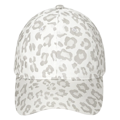 white leopard print adjustable back baseball cap