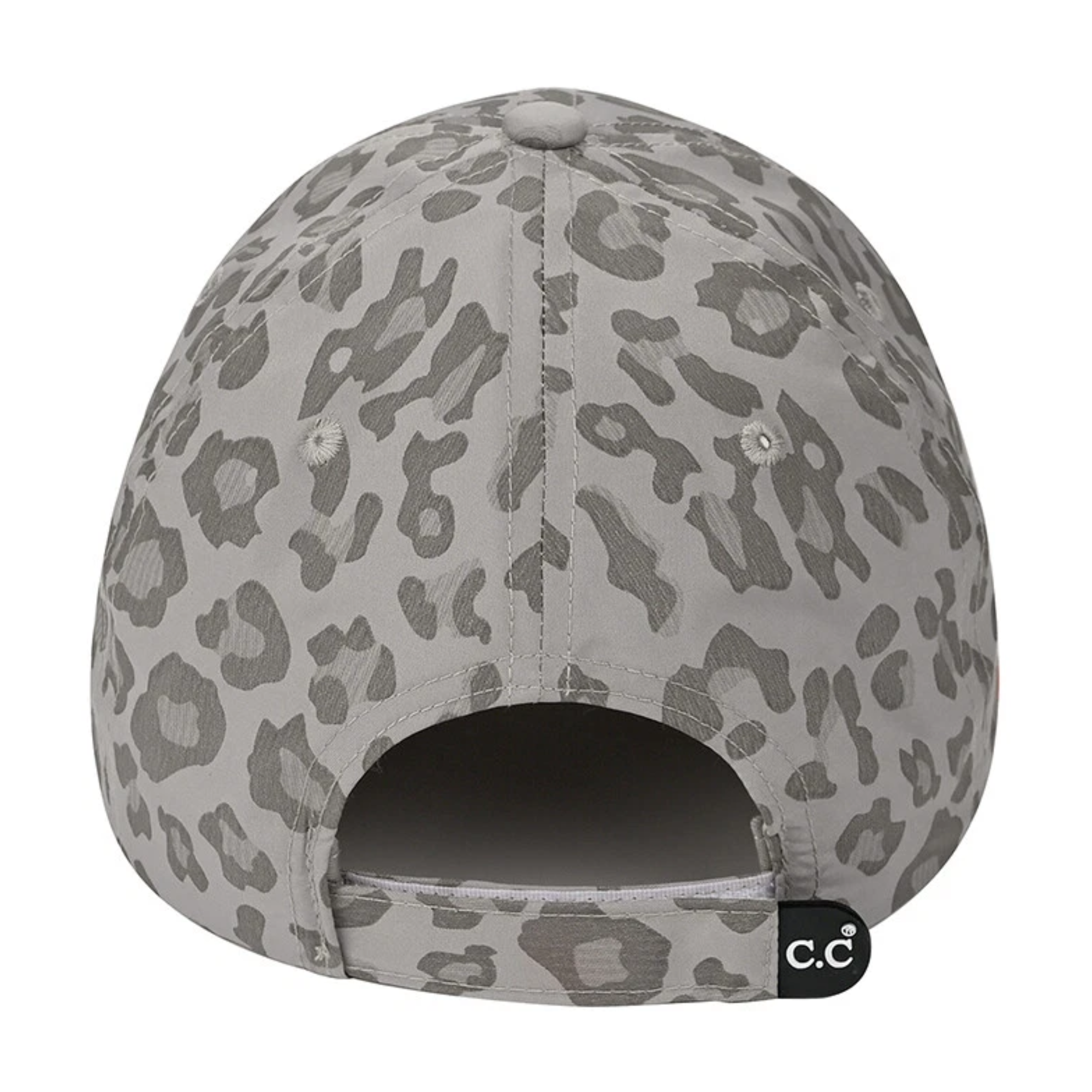 gray leopard print adjustable back baseball cap
