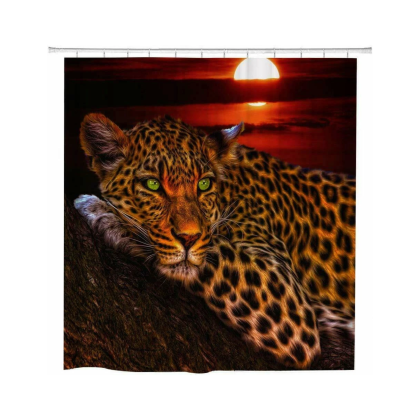 3d leopard shower curtain (71"x71")