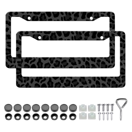 black leopard print license plate frame (2 ct)