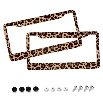 leopard print license plate frames covers (2 ct)