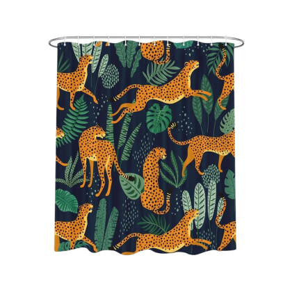 luxurious leopard print shower curtain (69"w x 72"l)