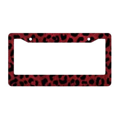 red leopard print aluminum license plate frame