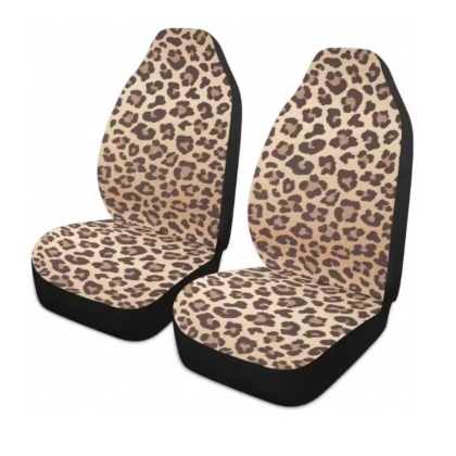 Elastic Beige Leopard Print Car Seat Covers