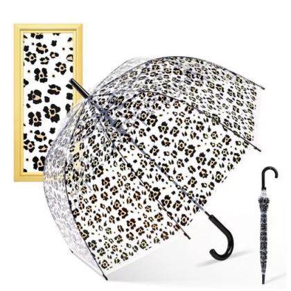 Leopard Print Clear Windproof Bubble Stick Umbrella