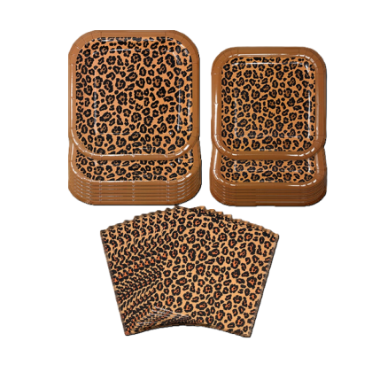 Leopard Print Party Plates and Napkins for 16