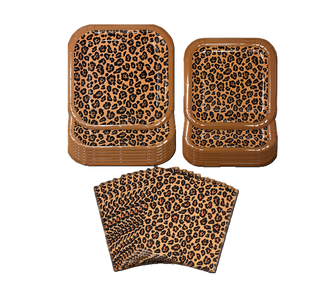 Leopard Print Party Plates and Napkins for 16