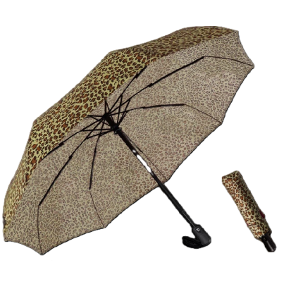 New Leopard Print Windproof Compact Travel Umbrella