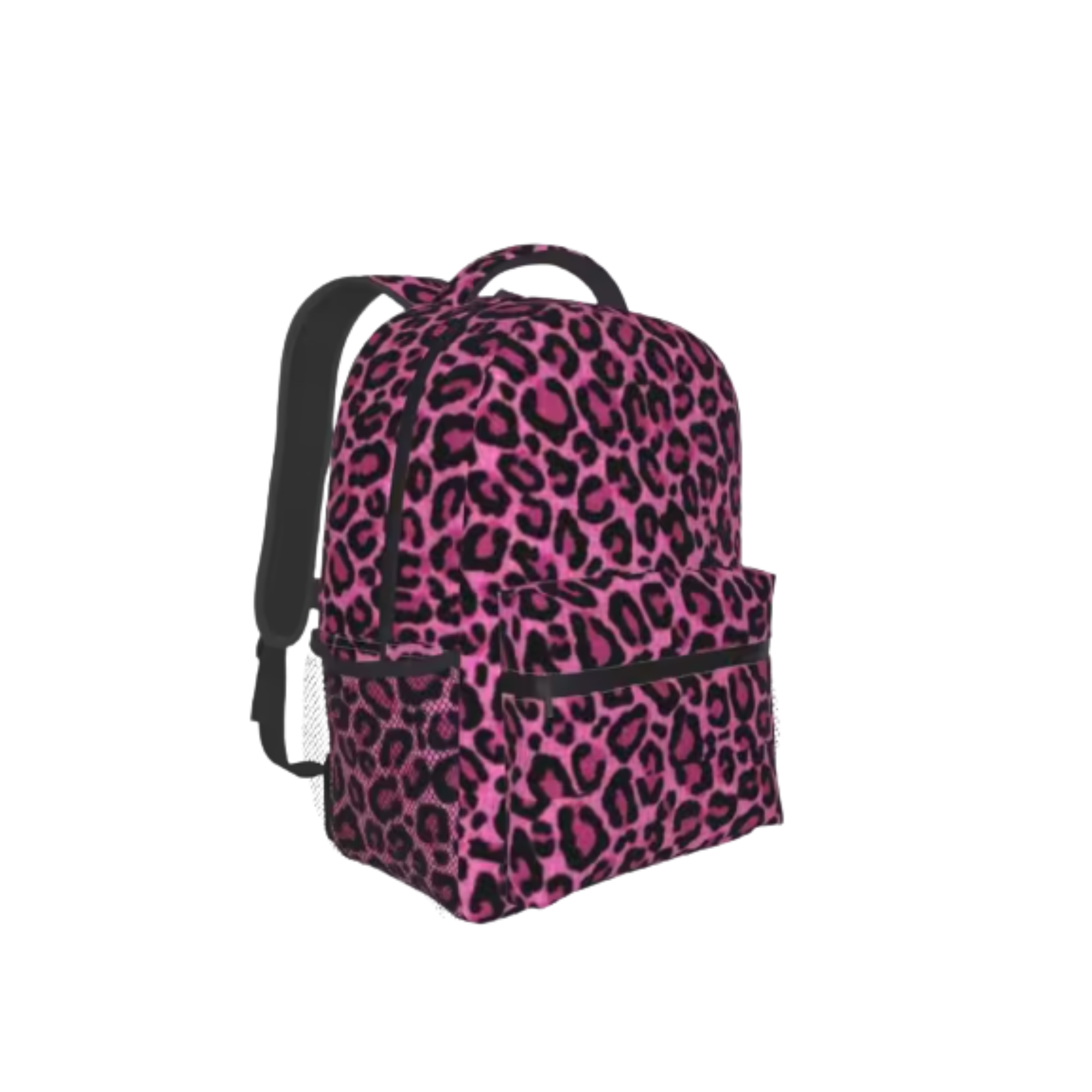 Pink and Black Leopard Print Backpack - Image 3