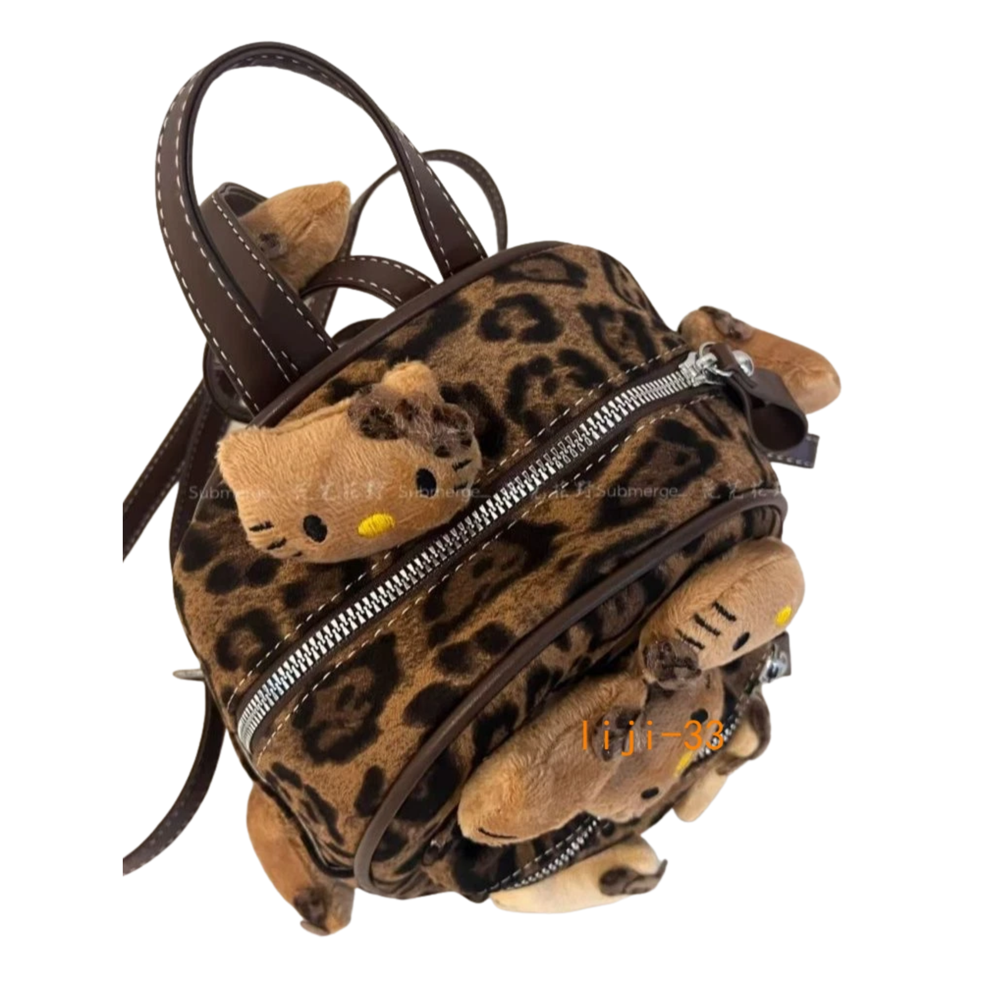 Leopard Print Plush Cat Backpack - Image 4