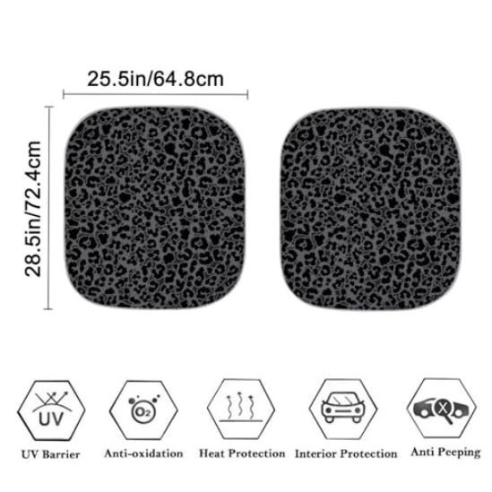 Black Leopard Print Car Windshield Sun Shade (2 ct) - Image 5