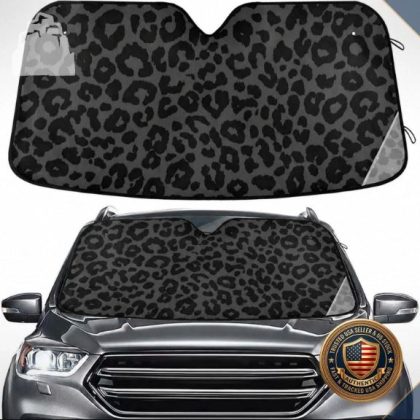 Dark Gray Leopard Car Windshield Sun Shade