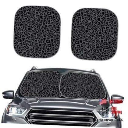 Black Leopard Print Car Windshield Sun Shade (2 ct)