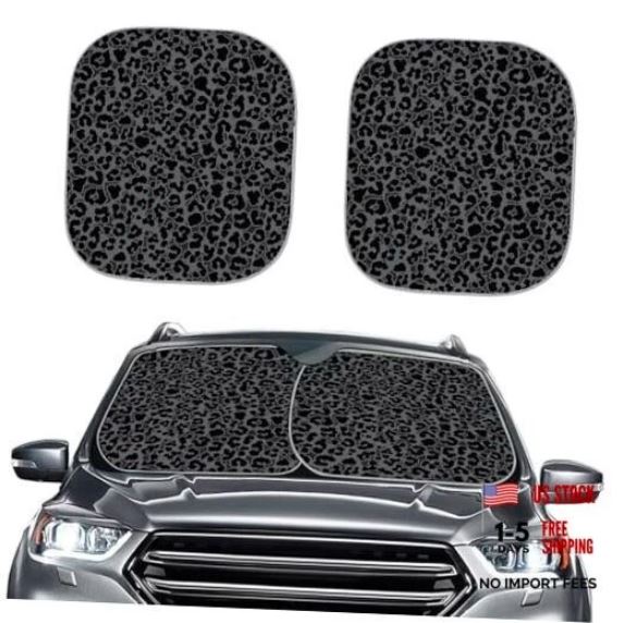 Black Leopard Print Car Windshield Sun Shade (2 ct) - Image 6