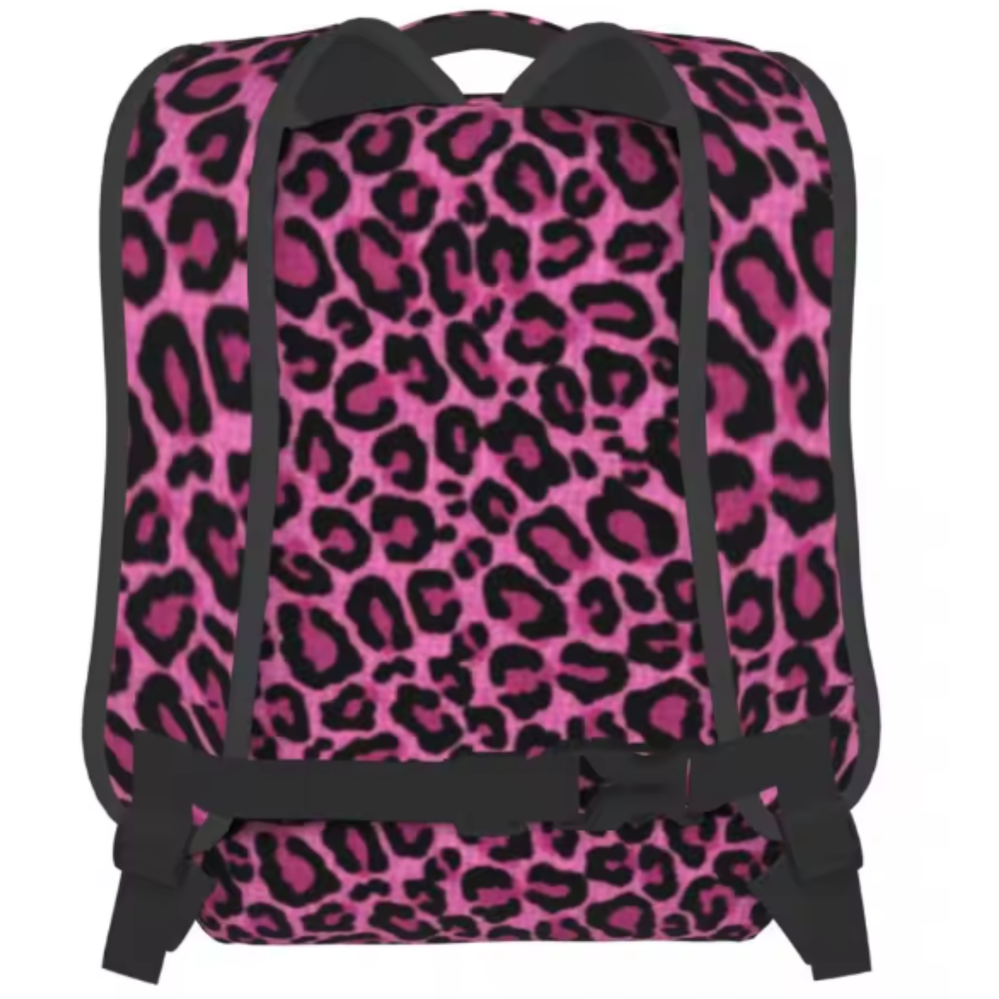 Pink and Black Leopard Print Backpack - Image 2