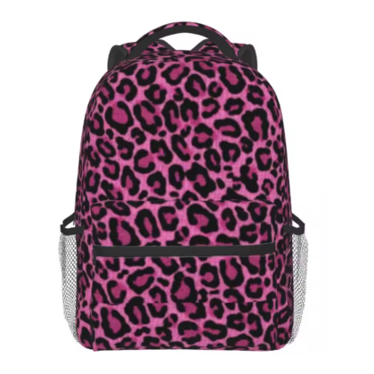 Pink and Black Leopard Print Backpack
