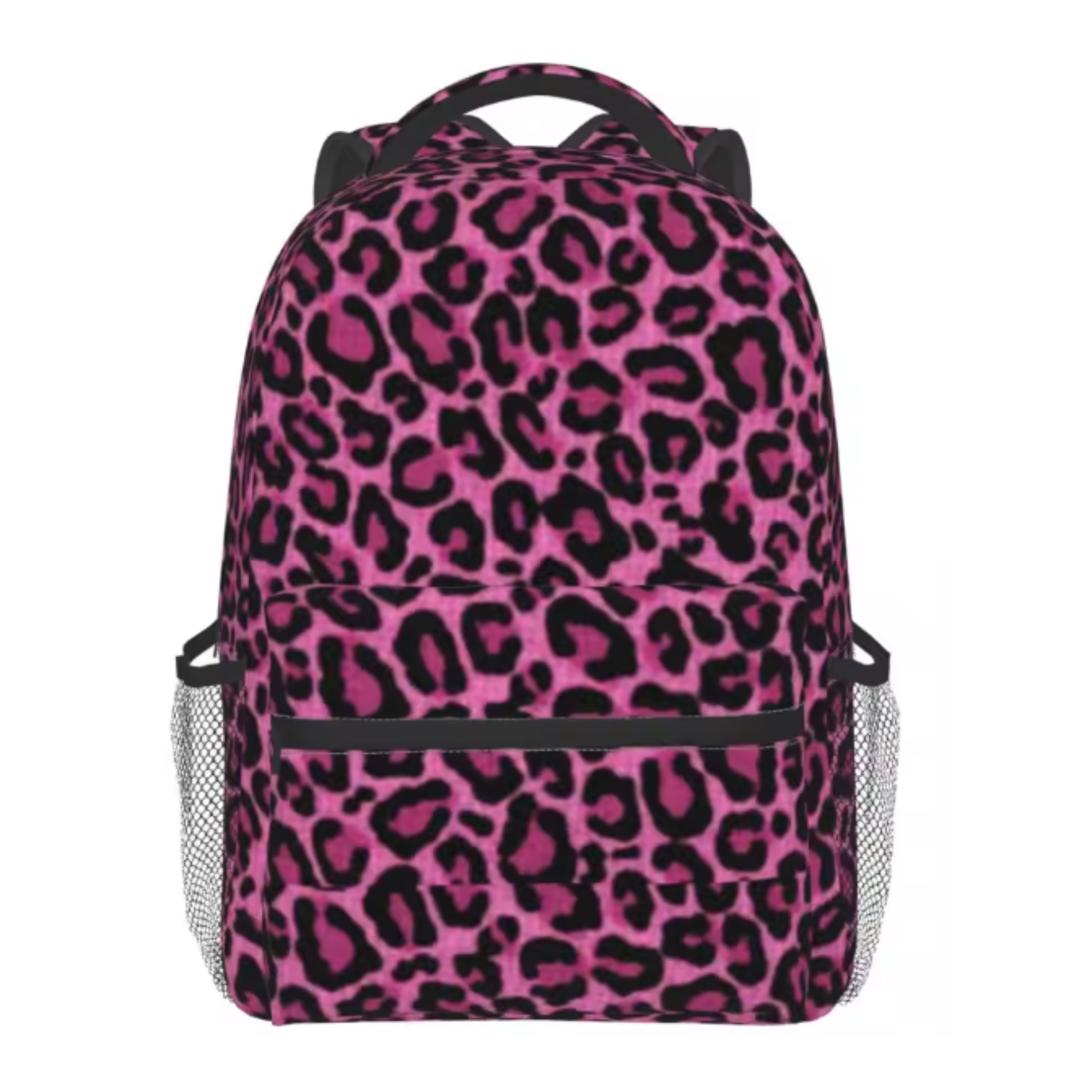 Pink and Black Leopard Print Backpack